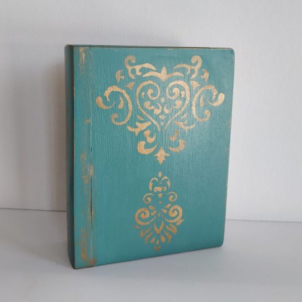 Titkok őre- könyv formájú doboz (vintage kék) - Kerékgyártó Emese